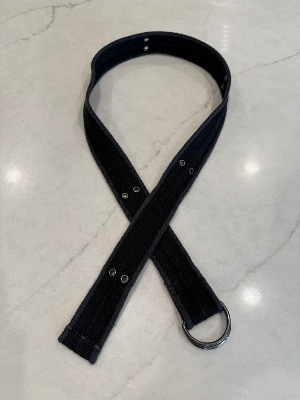 Abercrombie & Fitch Vintage Classic Navy Blue Canvas D-Ring Belt